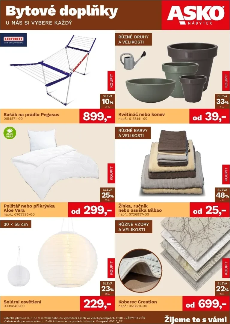 Akční leták ASKO NÁBYTEK – Bytové doplňky platný od 14.05.2026 - strana 1