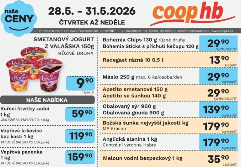 Akční leták Coop HB – Naše ceny platný od 28.05.2026 - strana 1