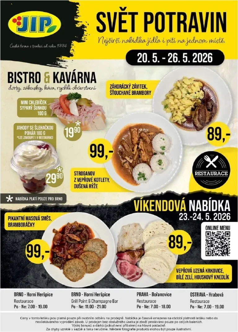 Akční leták JIP – Brno, Ostrava – Hrabová, Praha – Bořanovice, Jilemnice, Karlovy Vary, Olomouc, Pardubice, Zlín, Polička platný od 20.05.2026 - strana 20