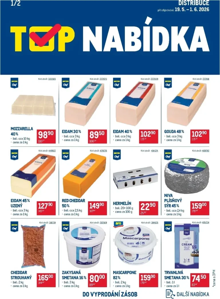 Akční leták Makro – TOP mléčné výrobky – Distribuce platný od 19.05.2026 - strana 1