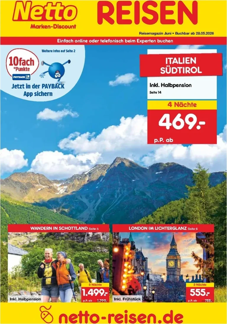 Akční leták Netto Německo – Reise-Angebote Juni platný od 28.05.2026 - strana 1