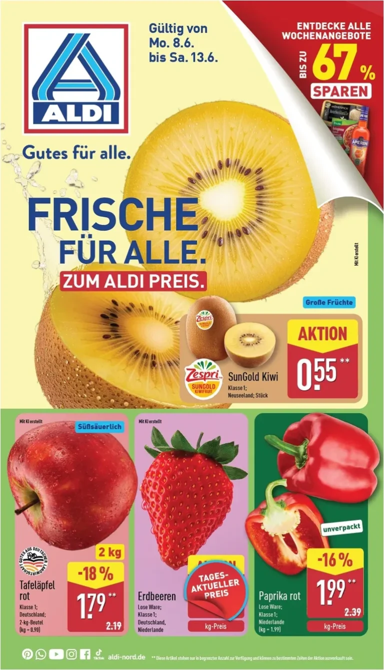 Nejnovější Aldi Nord Německo leták platný od 08.06.2026 ⭐ - strana 1
