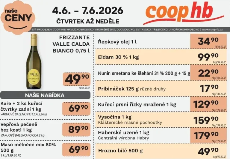 Akční leták Coop HB – Naše ceny platný od 04.06.2026 - strana 1