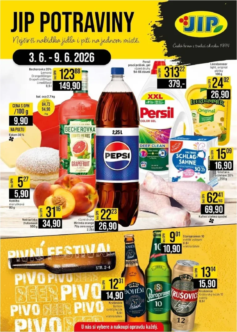 Nejnovější JIP – České Budějovice, Most, Svoboda nad Úpou, Náchod, Sušice leták platný od 03.06.2026 ⭐ - strana 1